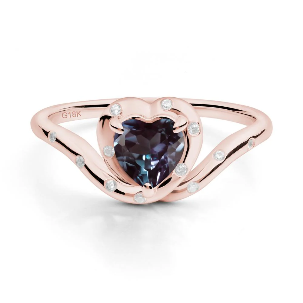 Curved Shank Heart-Shaped Alexandrite Ring - Image 5