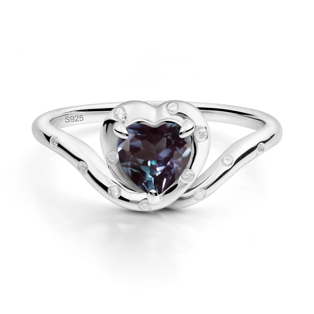 Curved Shank Heart-Shaped Alexandrite Ring - Image 7
