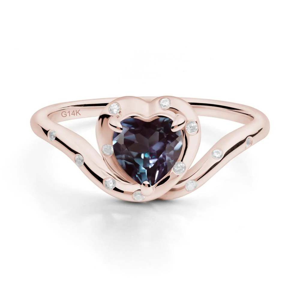 Curved Shank Heart-Shaped Alexandrite Ring - Image 8
