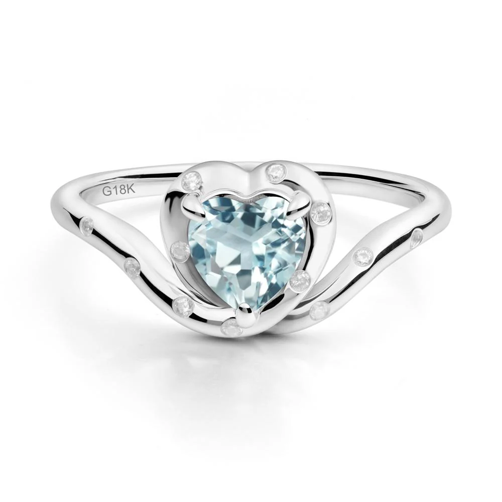 Curved Shank Heart-Shaped Aquamarine Ring - Image 4