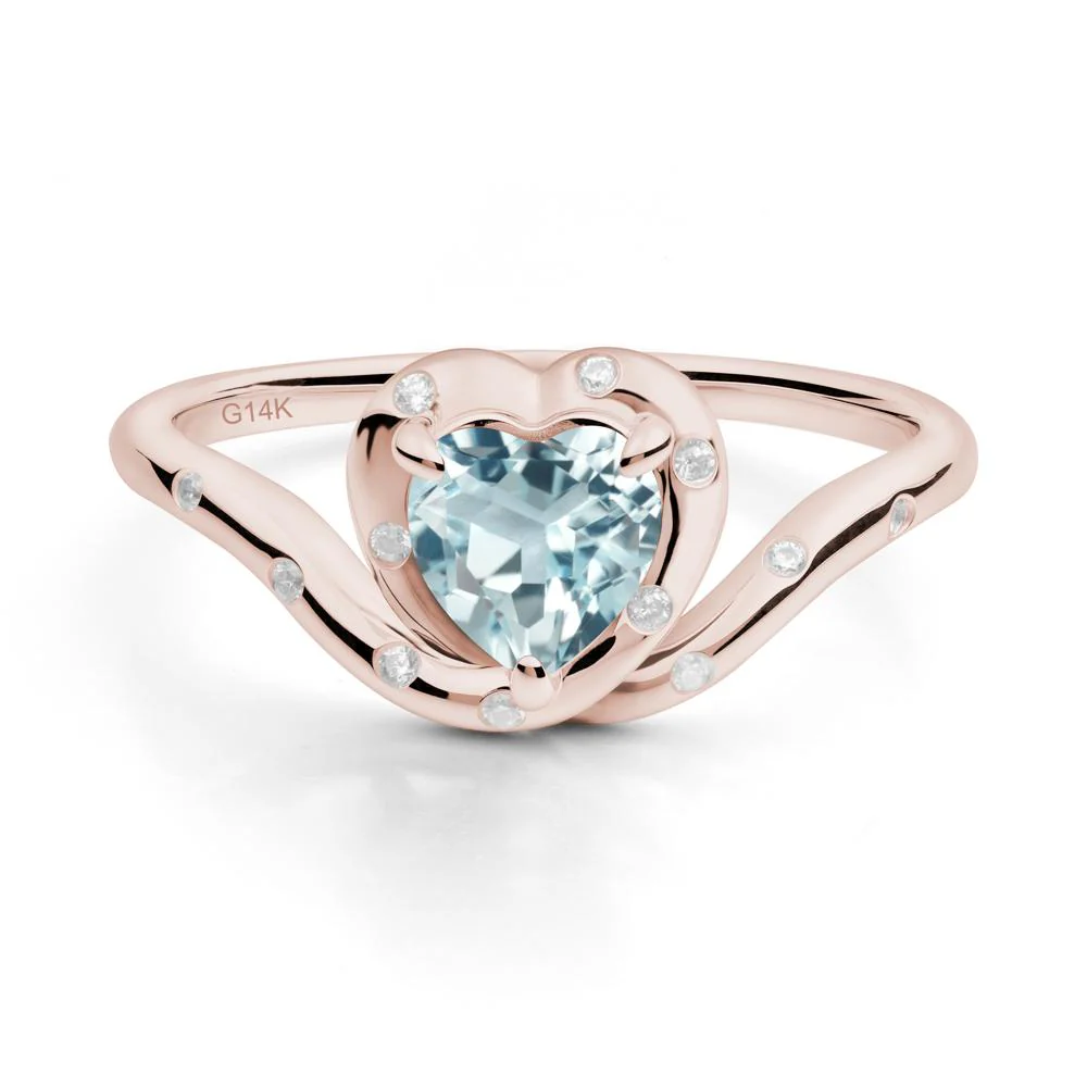 Curved Shank Heart-Shaped Aquamarine Ring - Image 5