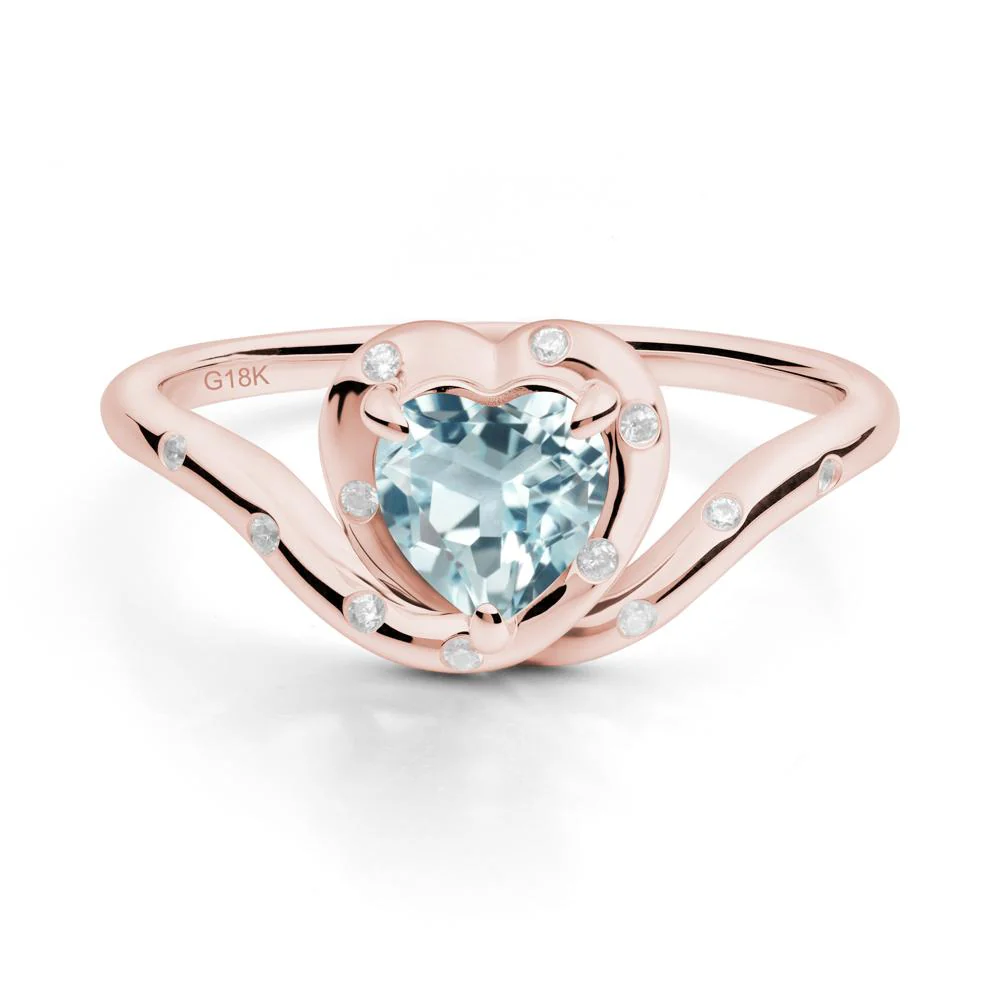 Curved Shank Heart-Shaped Aquamarine Ring - Image 8