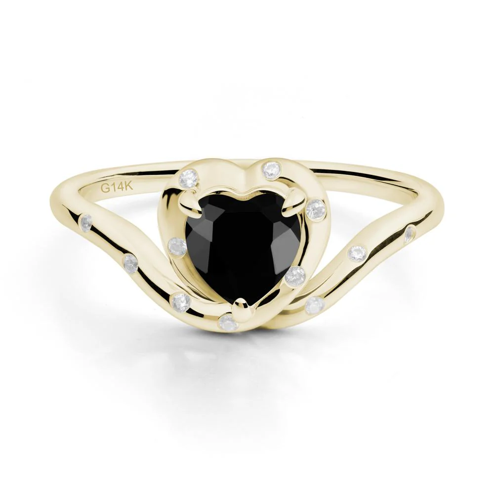 Curved Shank Heart-Shaped Black Spinel Ring - Image 3