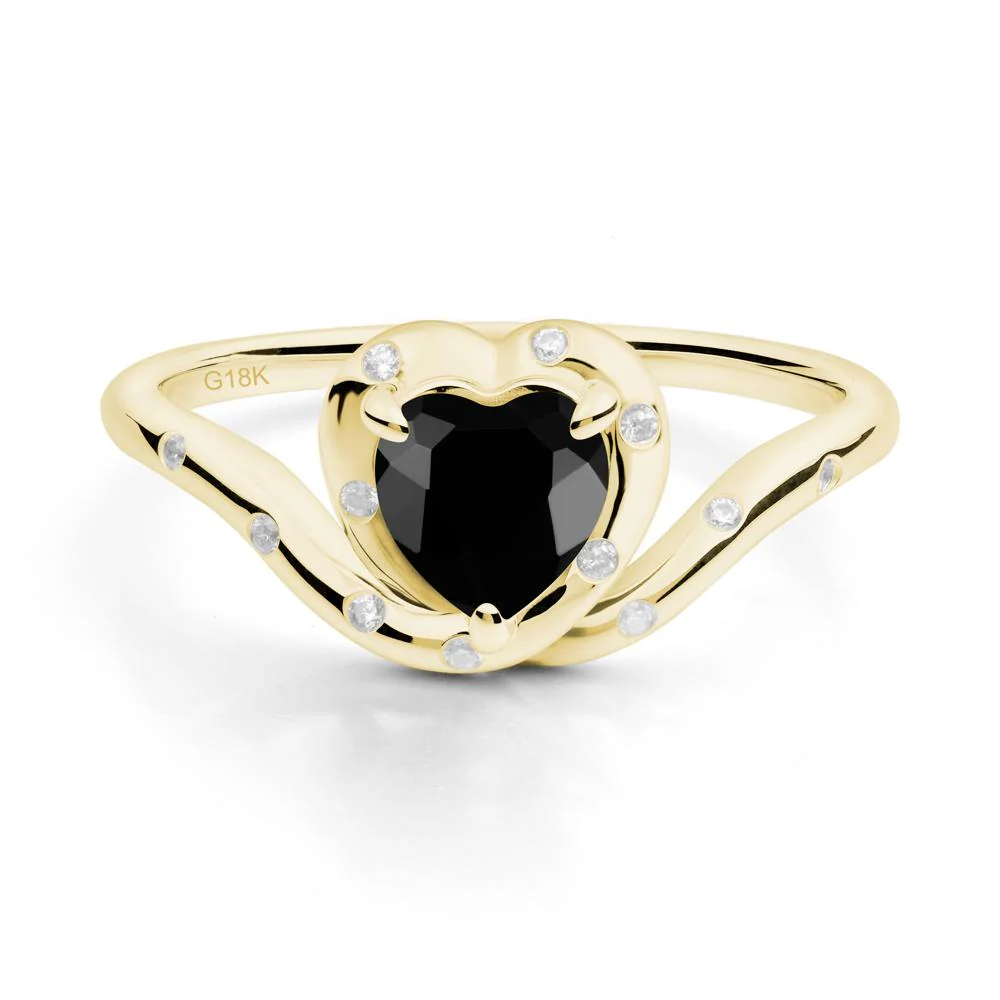 Curved Shank Heart-Shaped Black Spinel Ring - Image 8