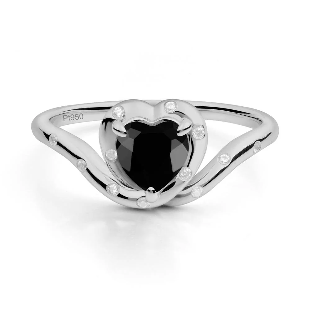 Curved Shank Heart-Shaped Black Spinel Ring - Image 9