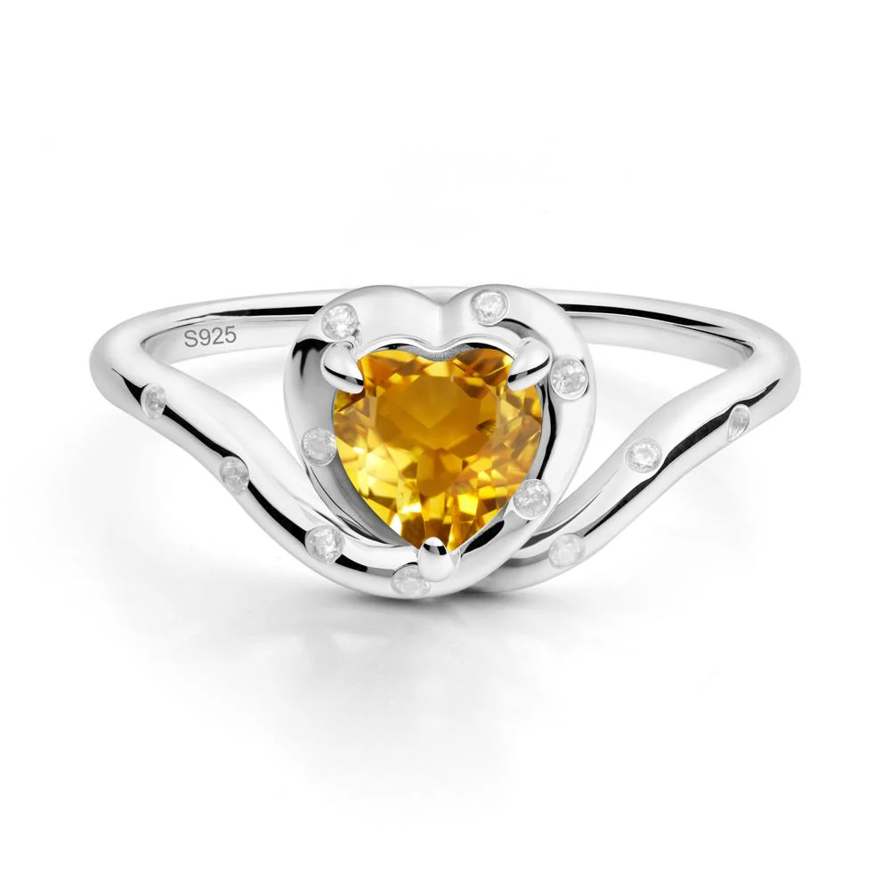 Curved Shank Heart-Shaped Citrine Ring - Image 7