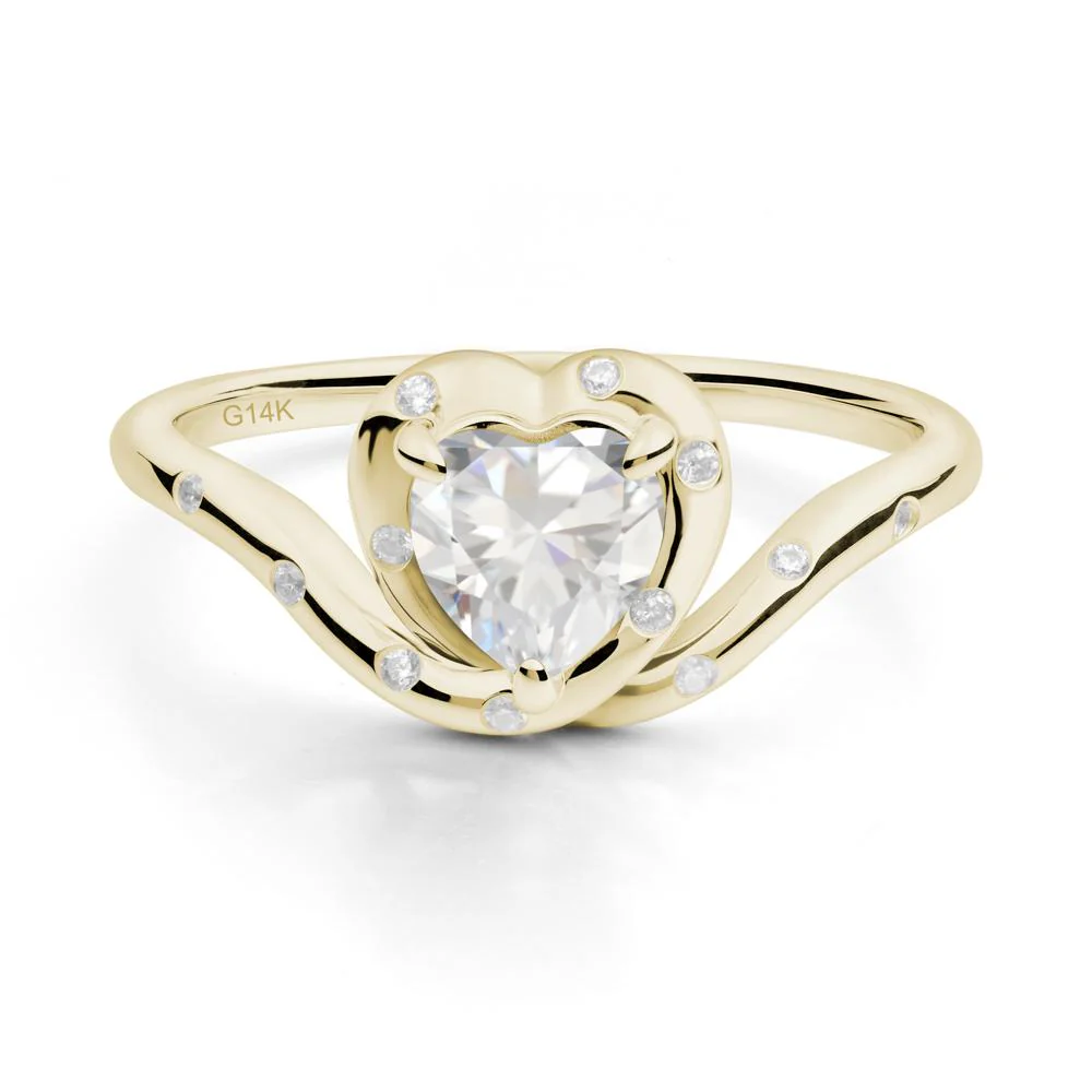Curved Shank Heart-Shaped Cubic Zirconia Ring