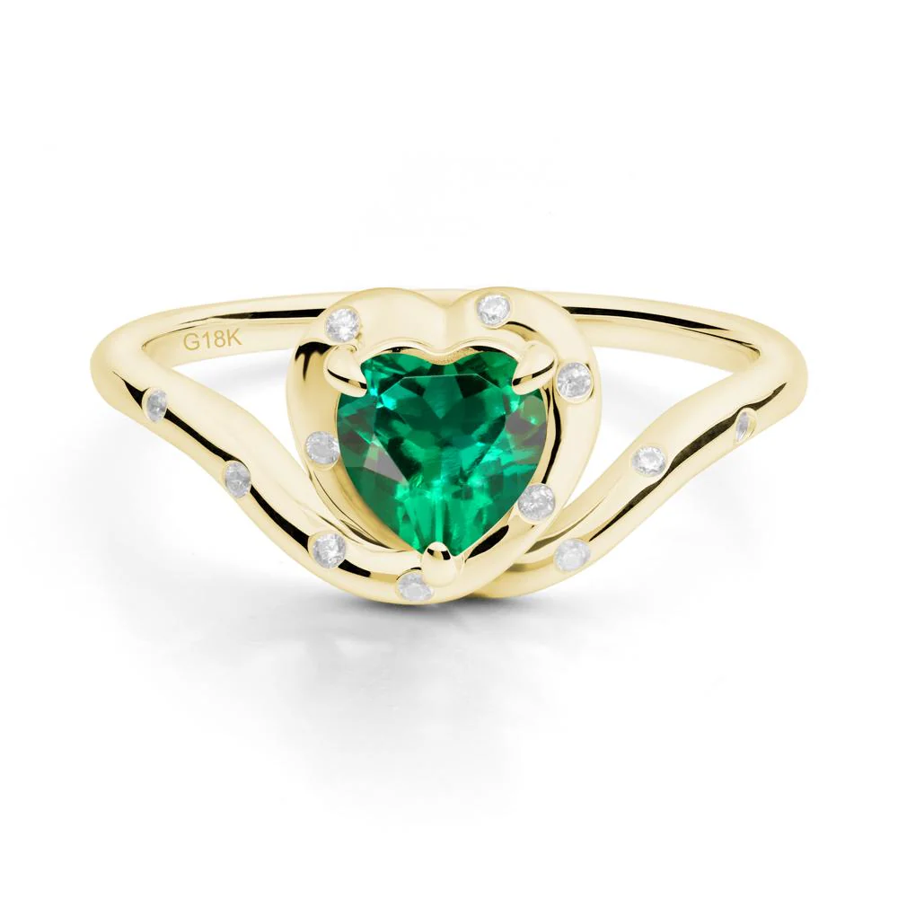 Curved Shank Heart-Shaped Emerald Ring - Image 5