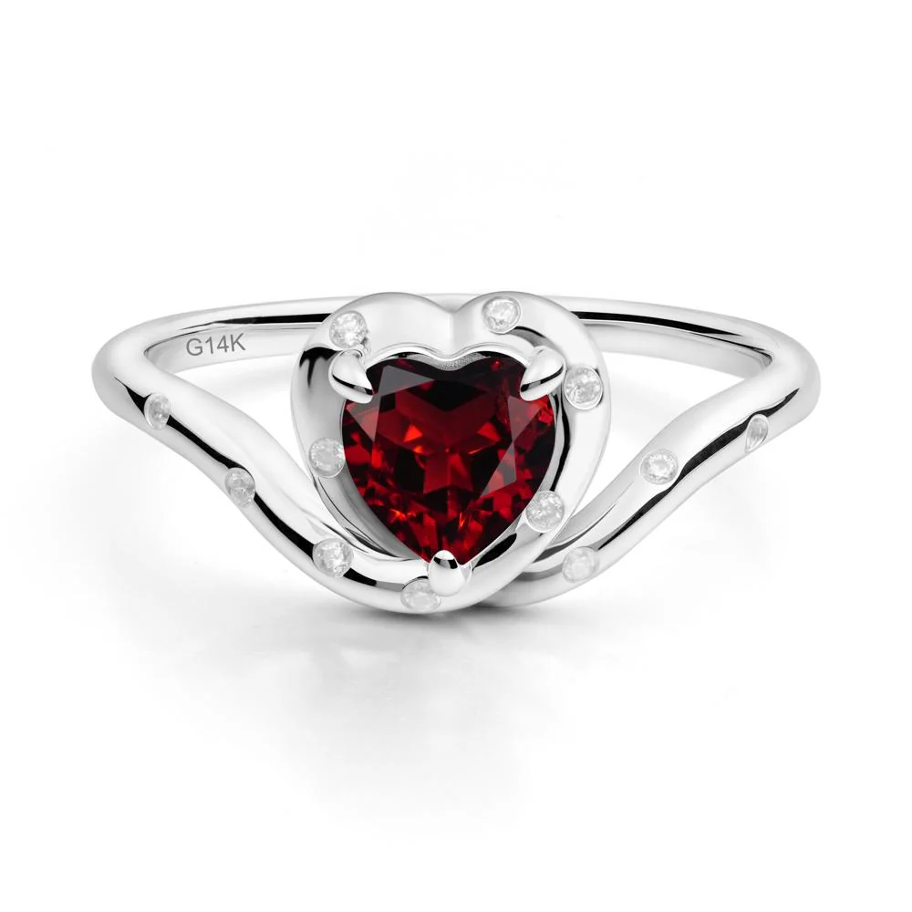 Curved Shank Heart-Shaped Garnet Ring - Image 6