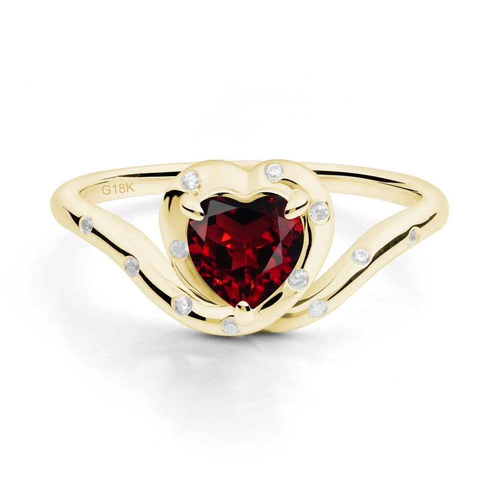 Curved Shank Heart-Shaped Garnet Ring - Image 8