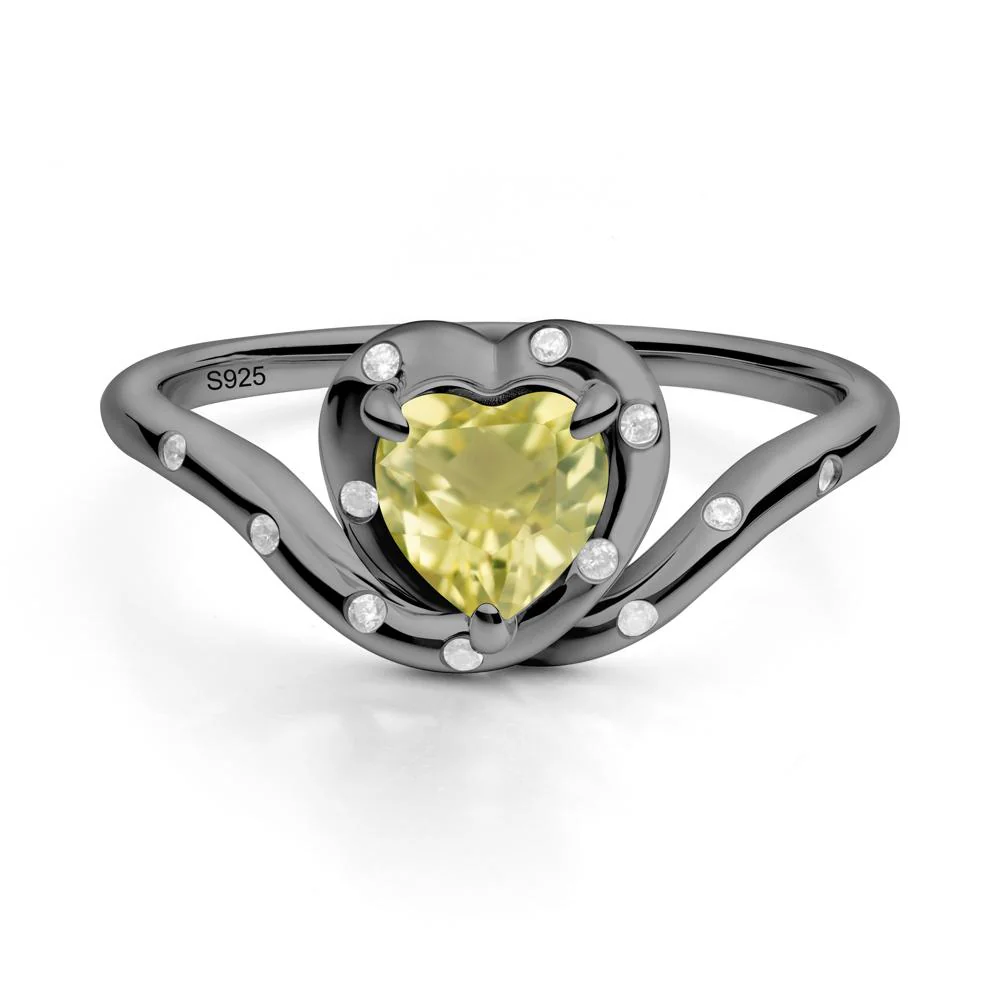 Curved Shank Heart-Shaped Lemon Quartz Ring - Image 6