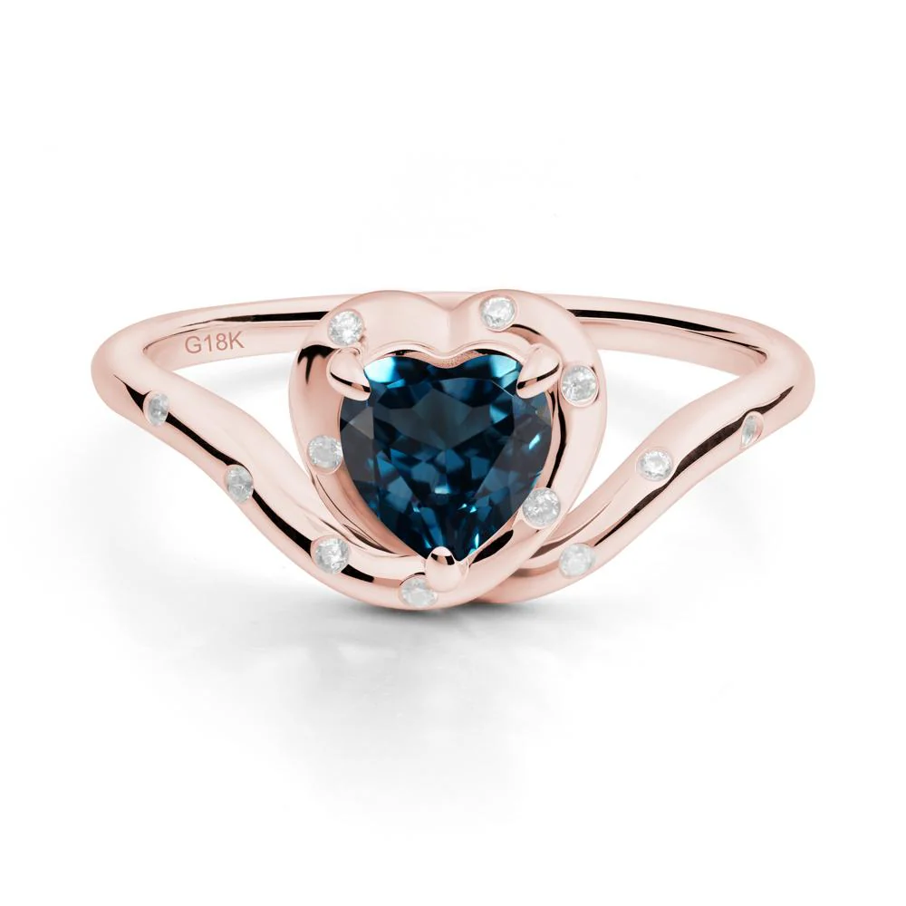Curved Shank Heart-Shaped London Blue Topaz Ring - Image 3
