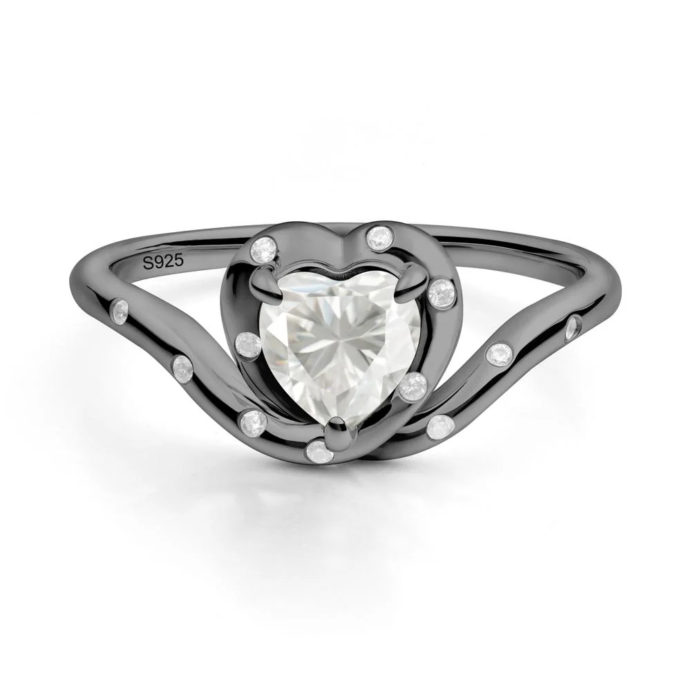 Curved Shank Heart-Shaped Moissanite Ring - Image 2