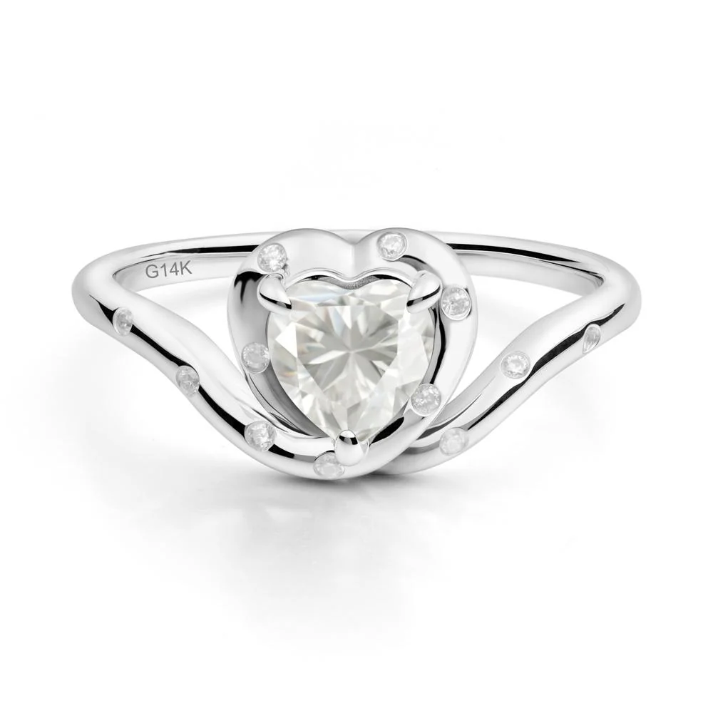 Curved Shank Heart-Shaped Moissanite Ring - Image 5