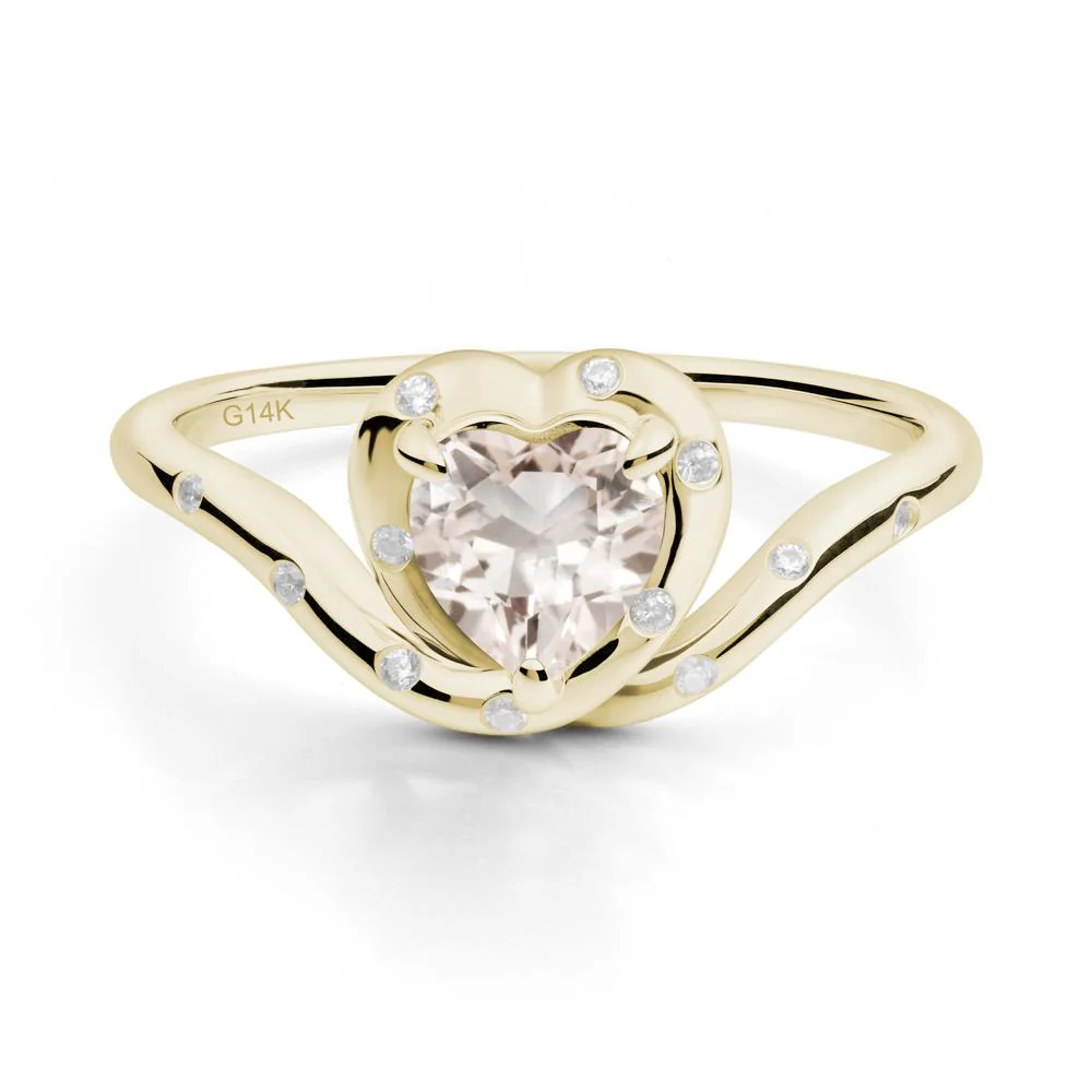 Curved Shank Heart-Shaped Morganite Ring - Image 2