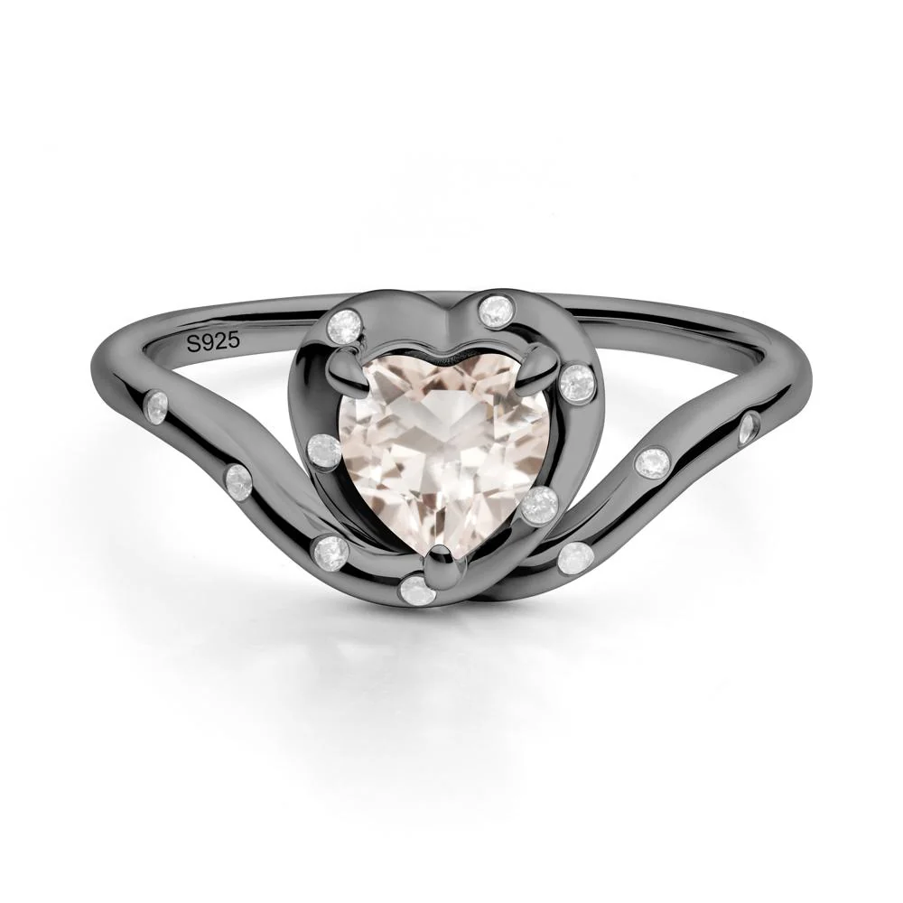 Curved Shank Heart-Shaped Morganite Ring - Image 4