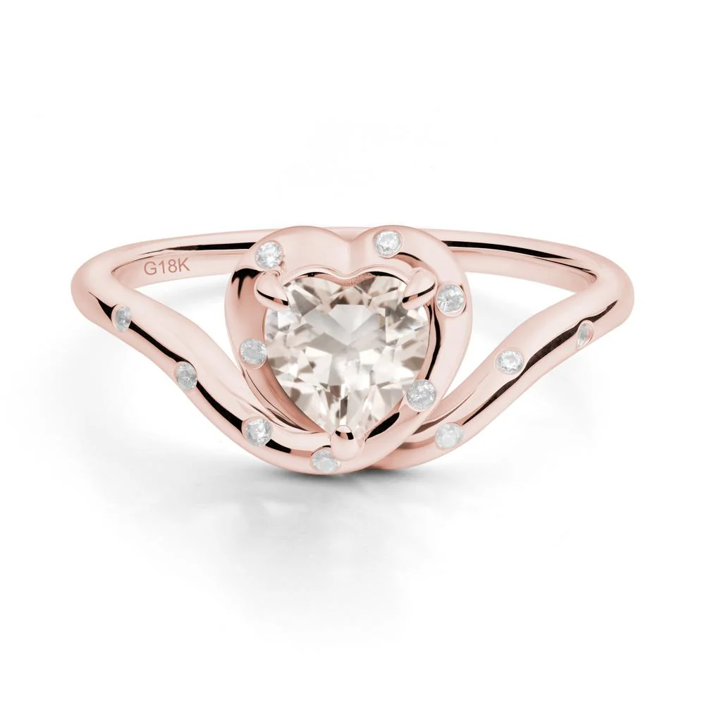 Curved Shank Heart-Shaped Morganite Ring - Image 6