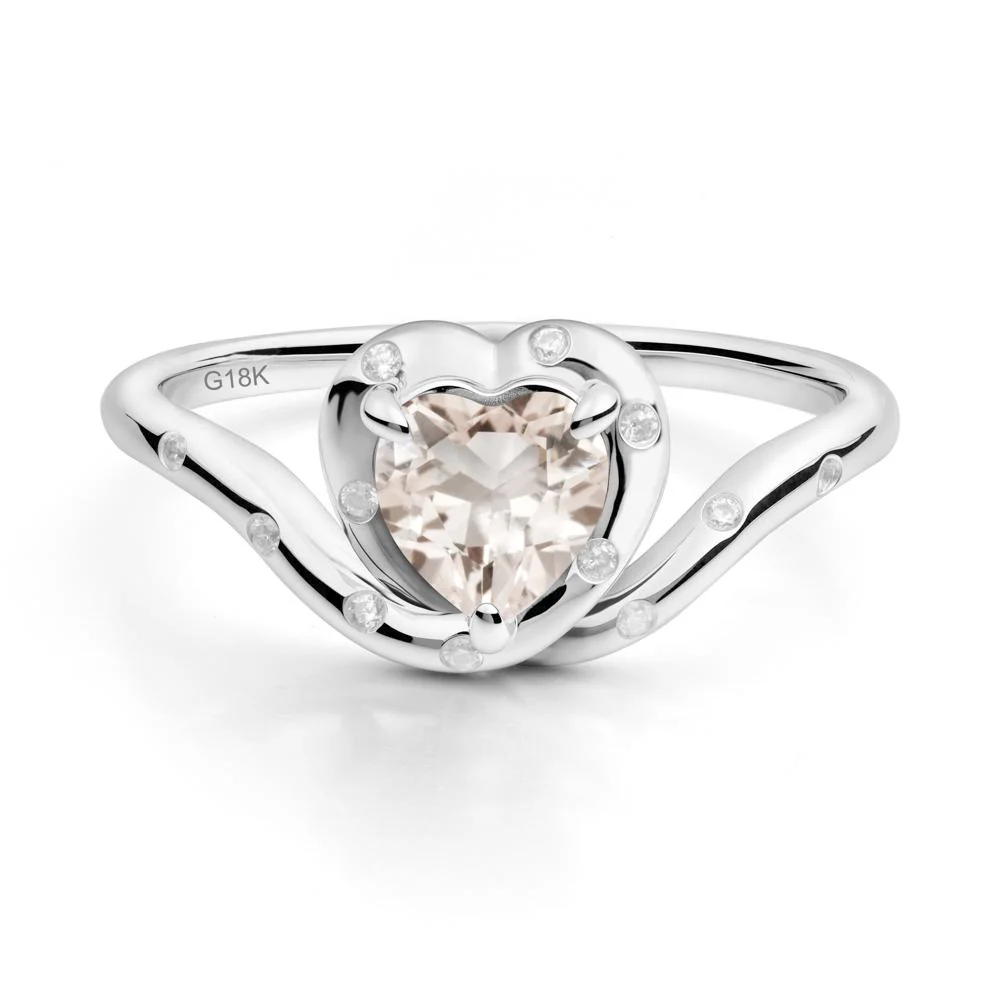Curved Shank Heart-Shaped Morganite Ring - Image 7