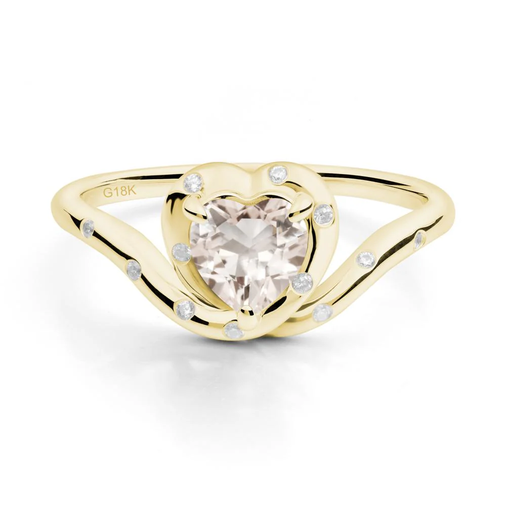 Curved Shank Heart-Shaped Morganite Ring - Image 9