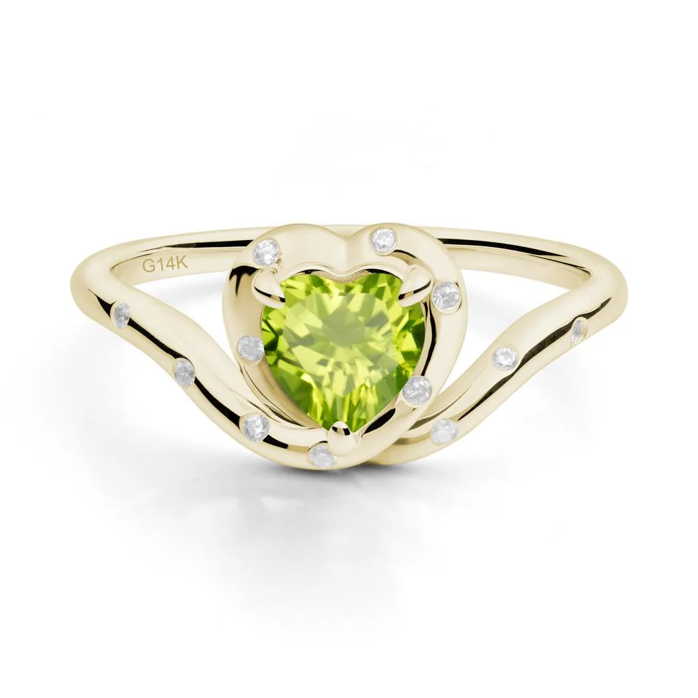 Curved Shank Heart-Shaped Peridot Ring