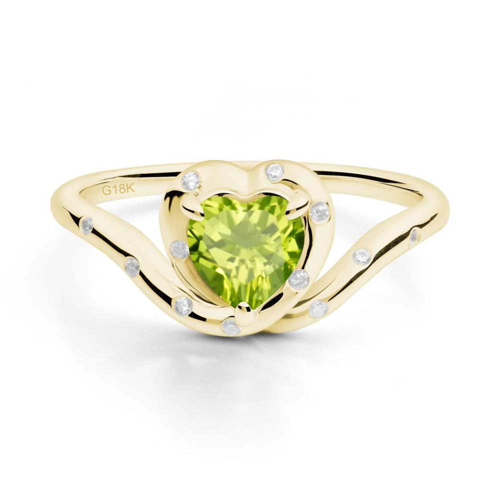 Curved Shank Heart-Shaped Peridot Ring - Image 5