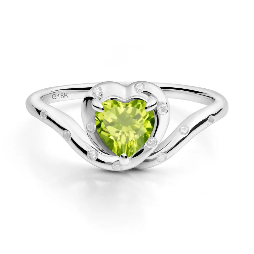 Curved Shank Heart-Shaped Peridot Ring - Image 6