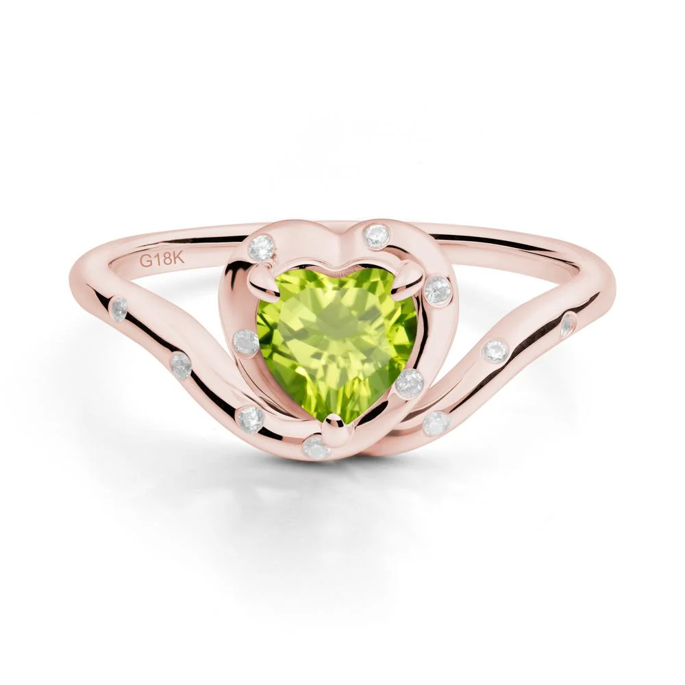 Curved Shank Heart-Shaped Peridot Ring - Image 8