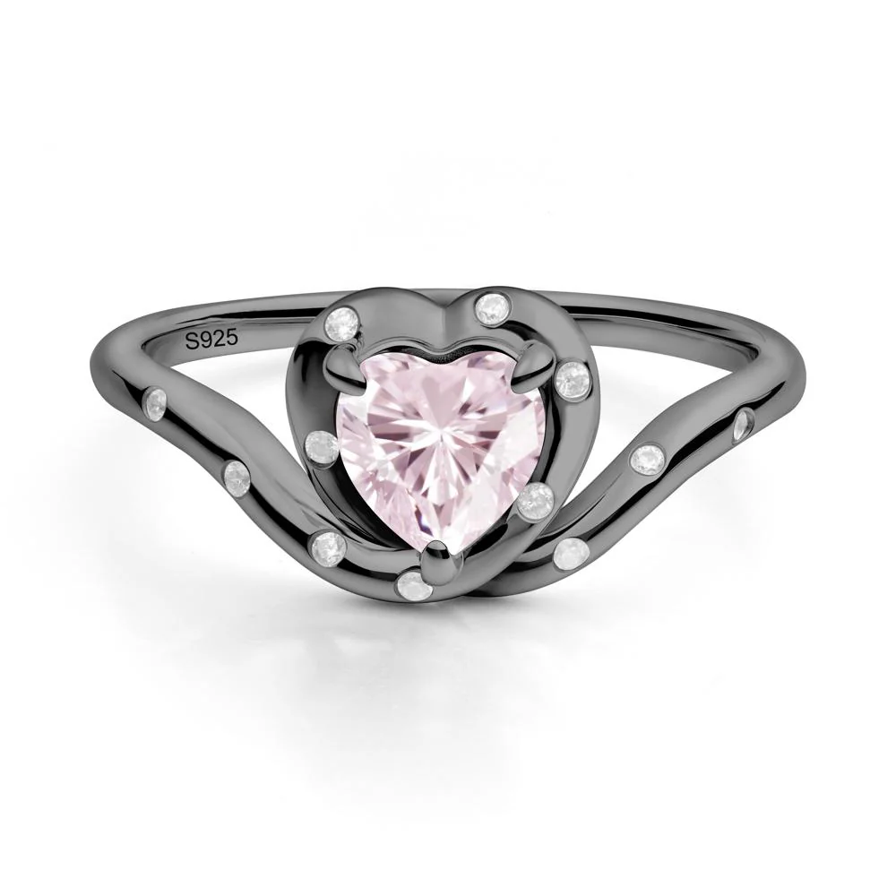 Curved Shank Heart-Shaped Pink Cubic Zirconia Ring - Image 4