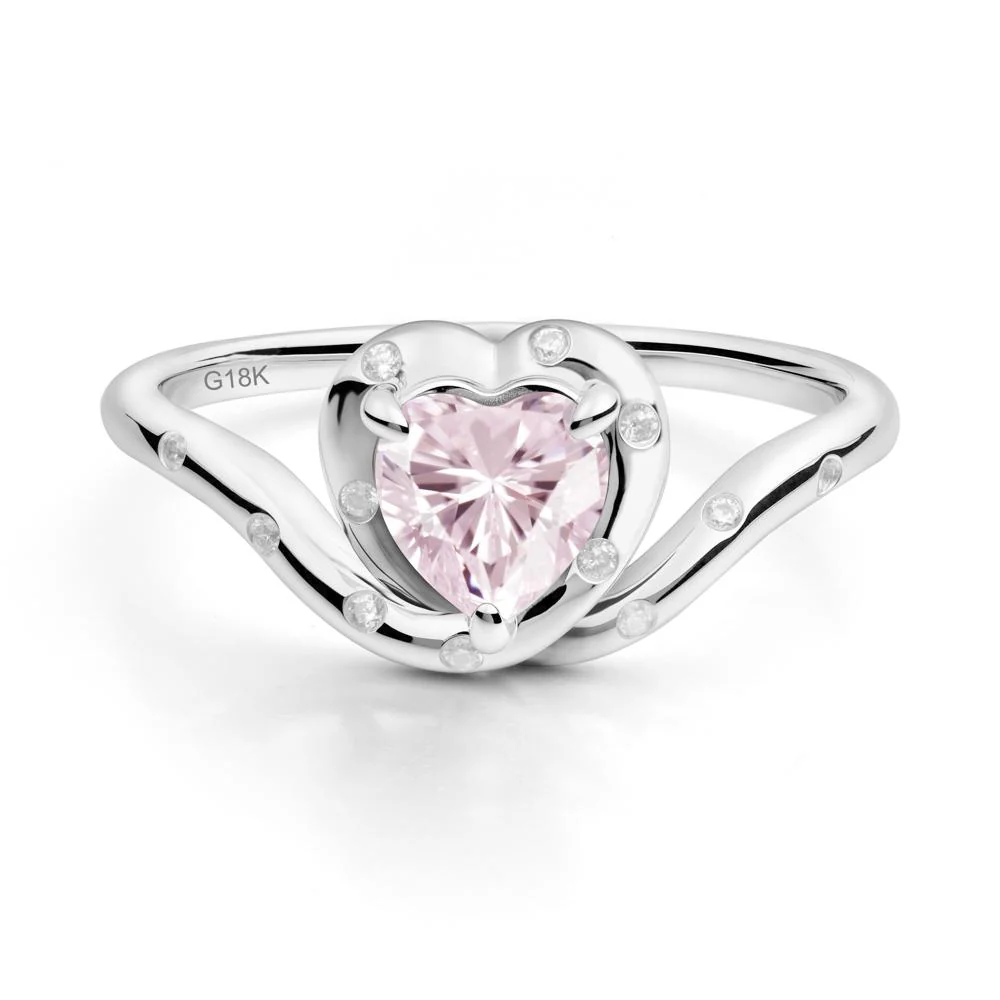 Curved Shank Heart-Shaped Pink Cubic Zirconia Ring - Image 5