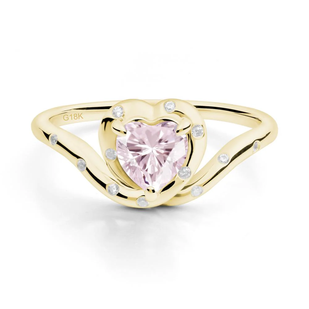 Curved Shank Heart-Shaped Pink Cubic Zirconia Ring - Image 7