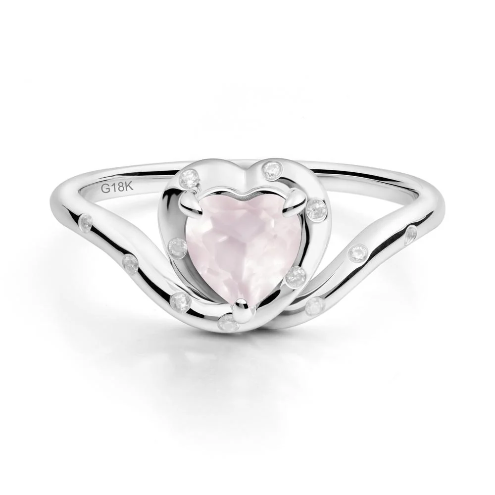 Curved Shank Heart-Shaped Rose Quartz Ring - Image 3