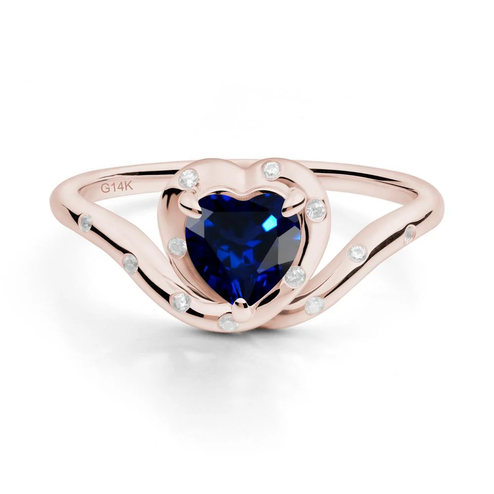 Curved Shank Heart-Shaped Sapphire Ring