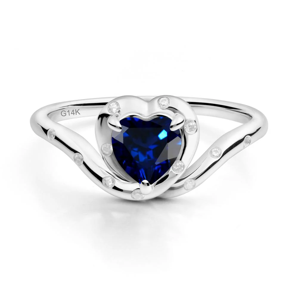 Curved Shank Heart-Shaped Sapphire Ring - Image 4