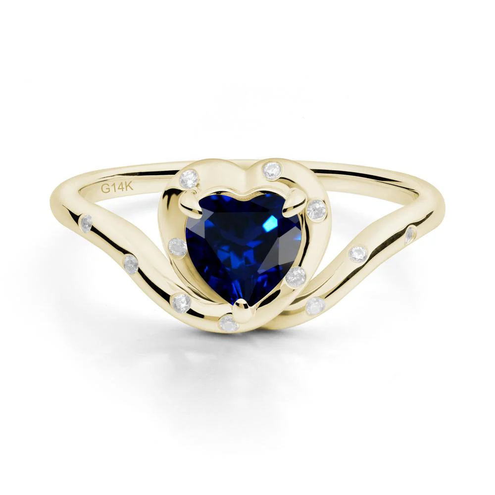 Curved Shank Heart-Shaped Sapphire Ring - Image 7