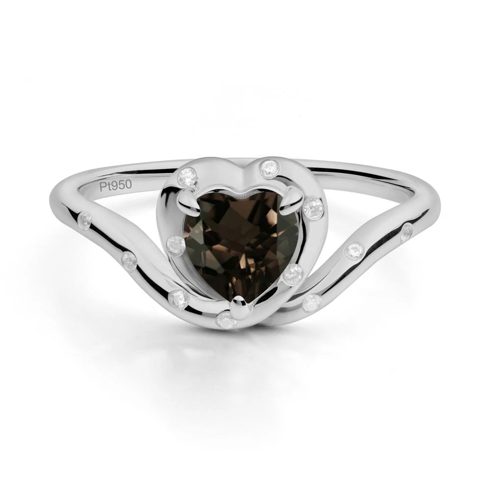 Curved Shank Heart-Shaped Smoky Quartz Ring