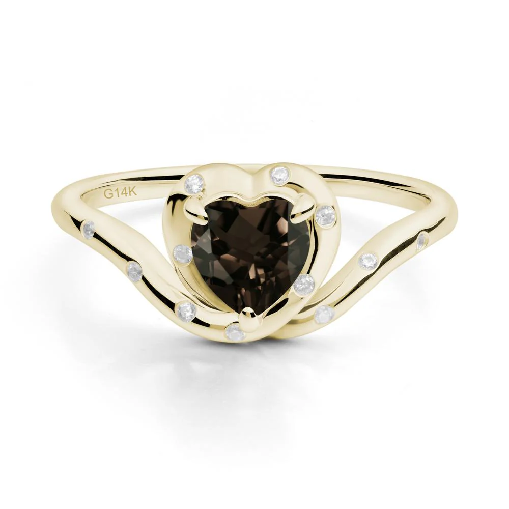 Curved Shank Heart-Shaped Smoky Quartz Ring - Image 2