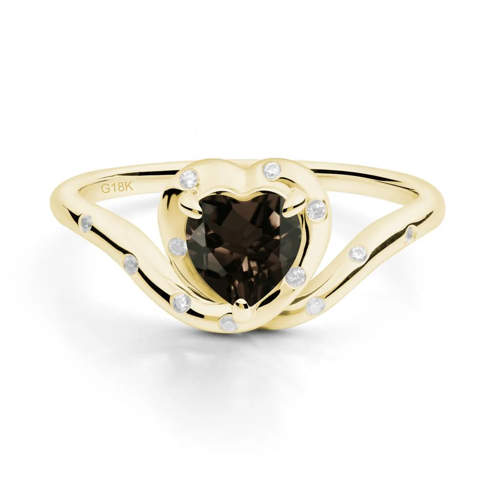 Curved Shank Heart-Shaped Smoky Quartz Ring - Image 6