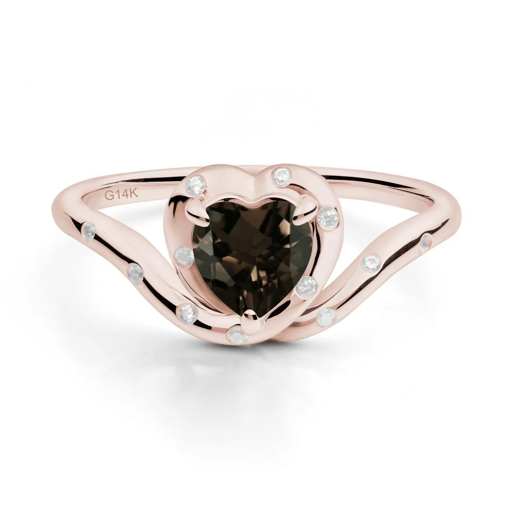 Curved Shank Heart-Shaped Smoky Quartz Ring - Image 8