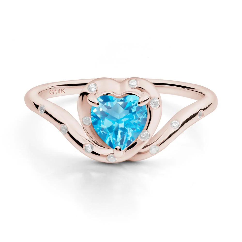 Curved Shank Heart-Shaped Swiss Blue Topaz Ring - Image 2
