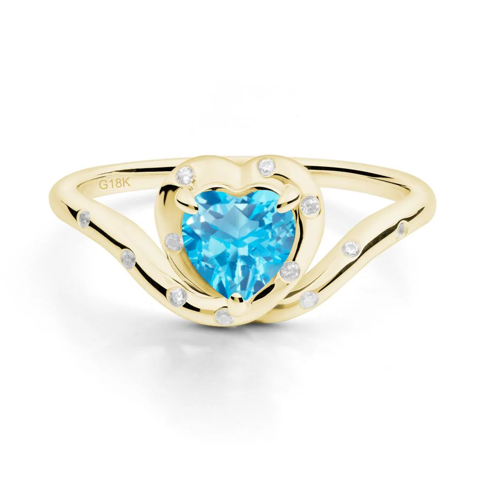 Curved Shank Heart-Shaped Swiss Blue Topaz Ring - Image 9