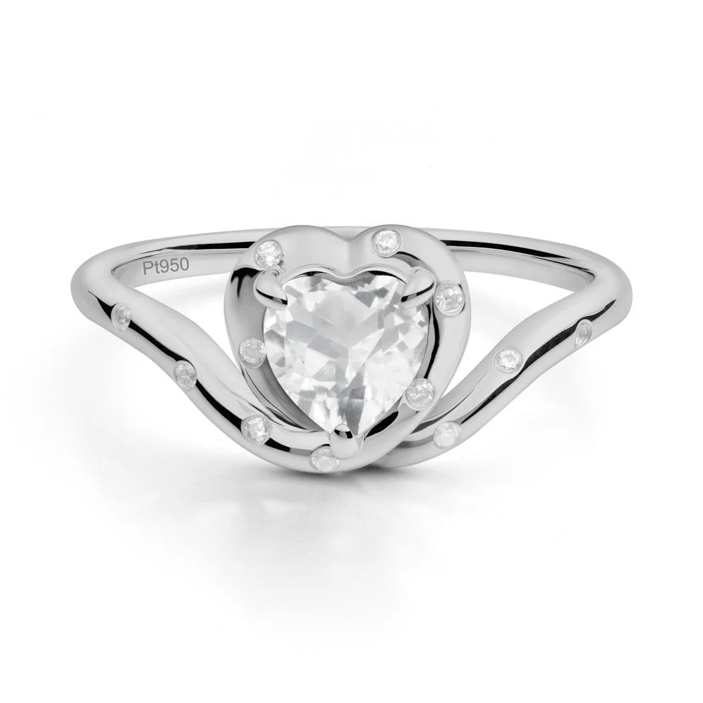 Curved Shank Heart-Shaped White Topaz Ring - Image 3