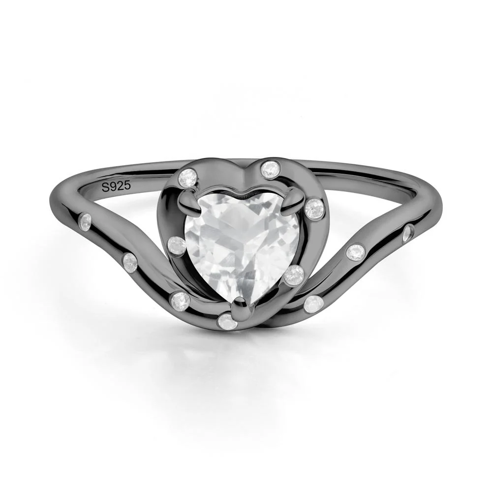 Curved Shank Heart-Shaped White Topaz Ring - Image 5