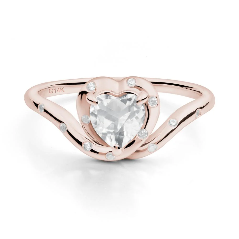 Curved Shank Heart-Shaped White Topaz Ring - Image 8