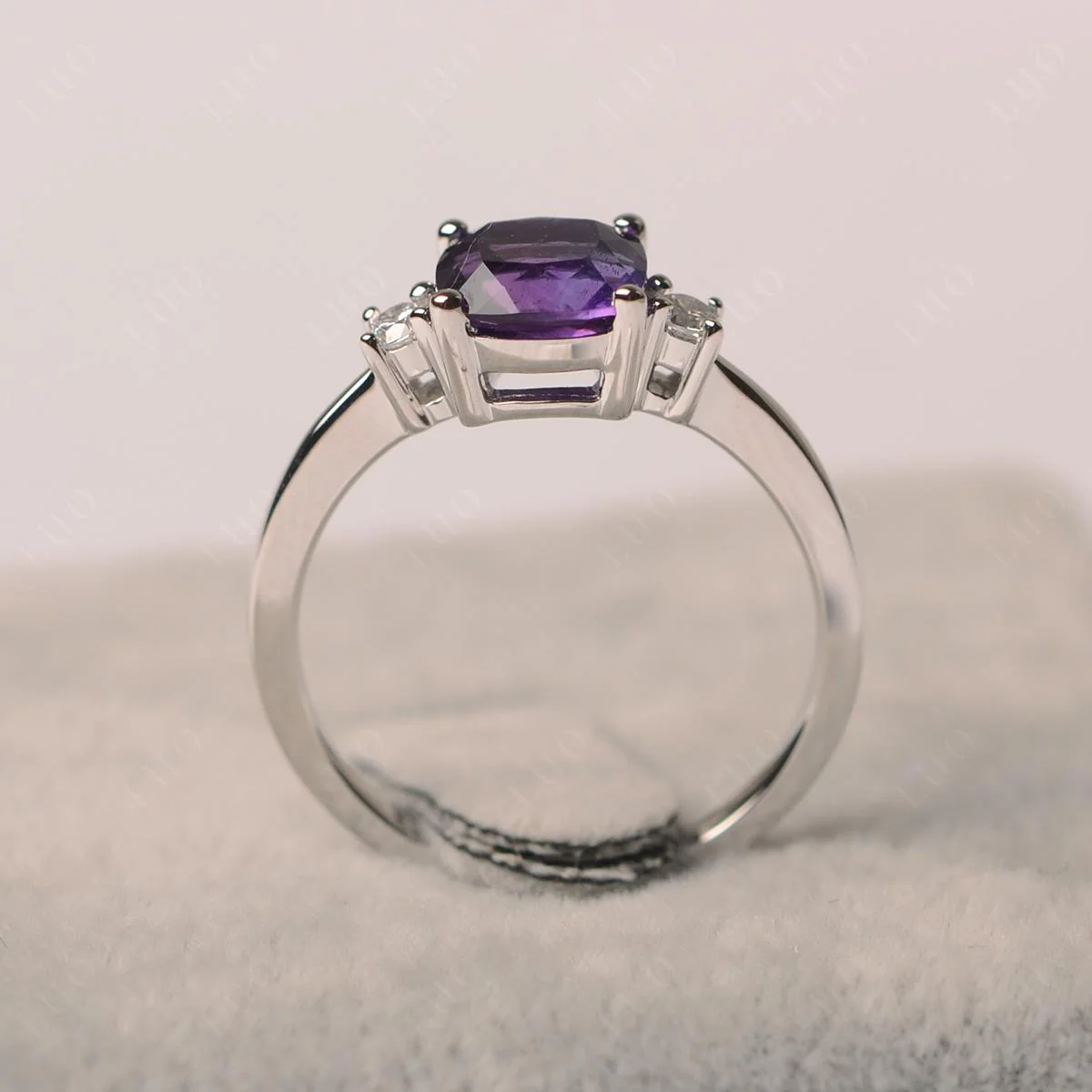 Cushion Cut Amethyst Trilogy Ring - Image 11