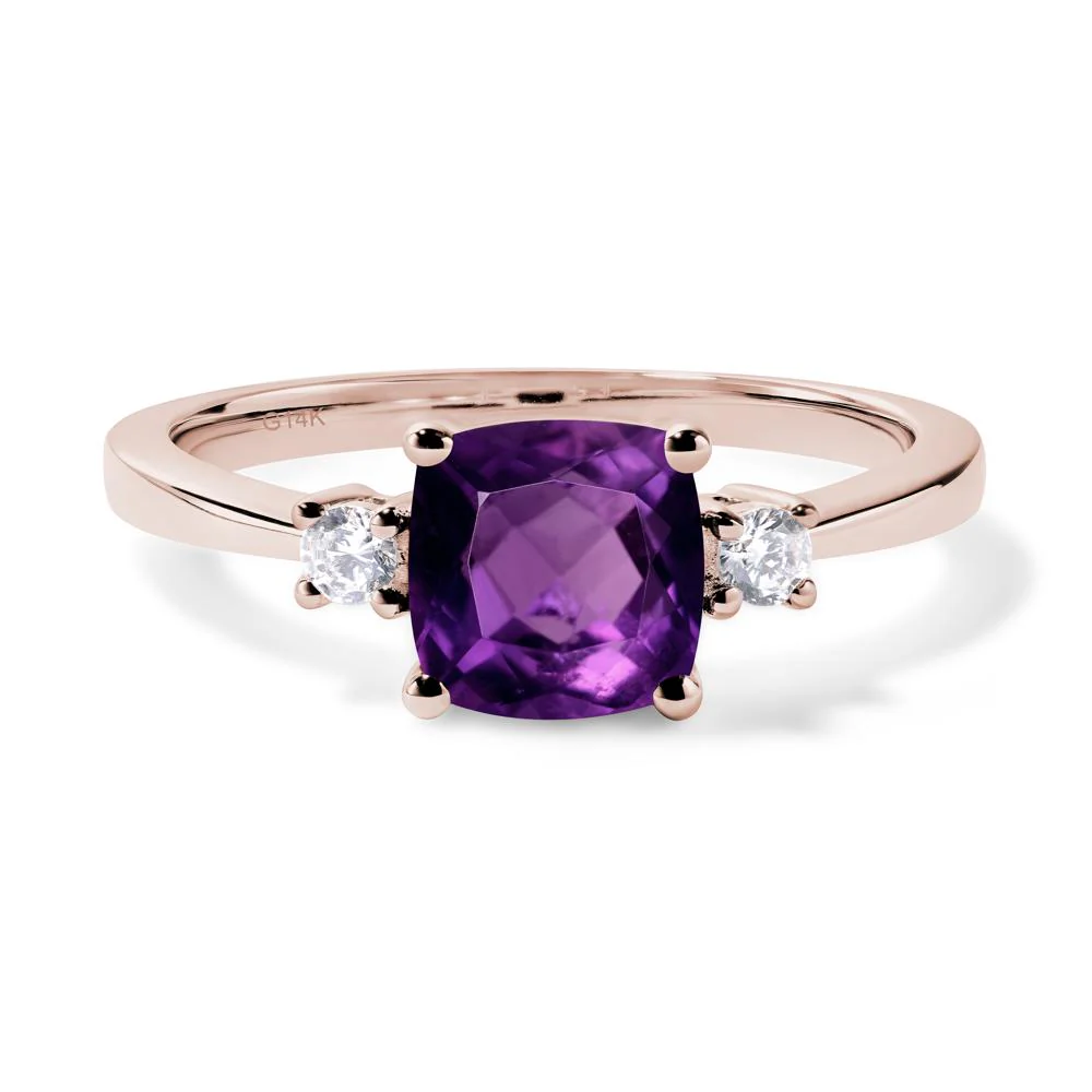 Cushion Cut Amethyst Trilogy Ring - Image 5