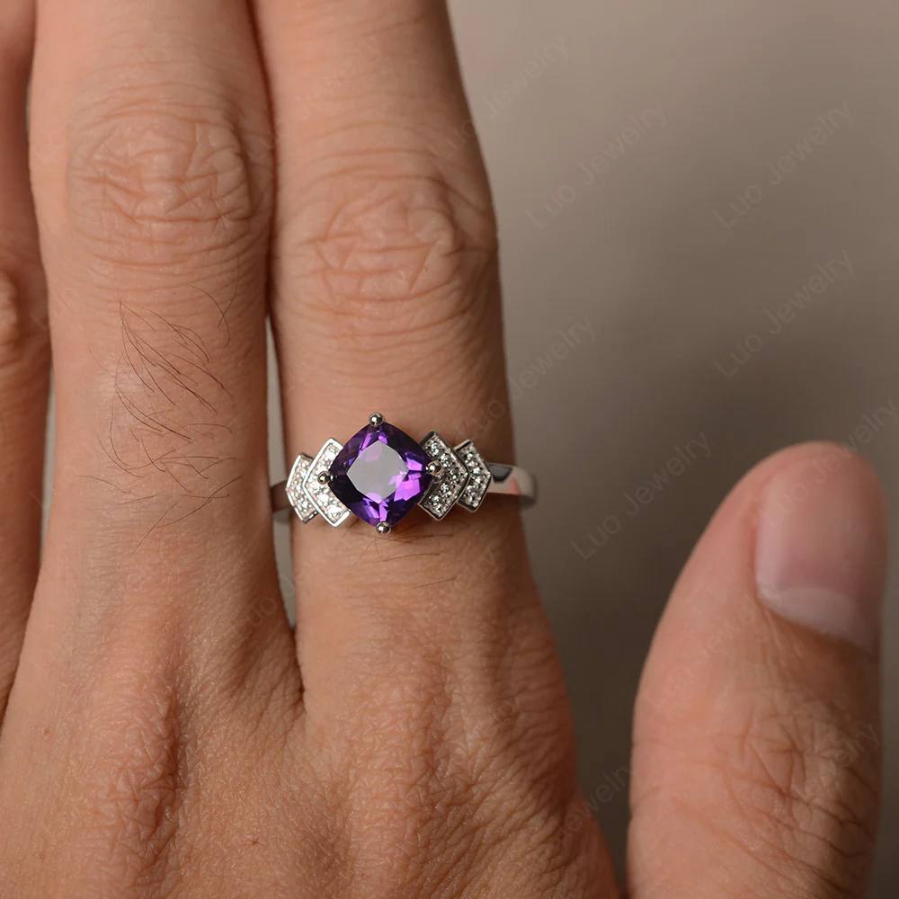 Cushion Cut Amethyst Ring Kite Set - Image 3