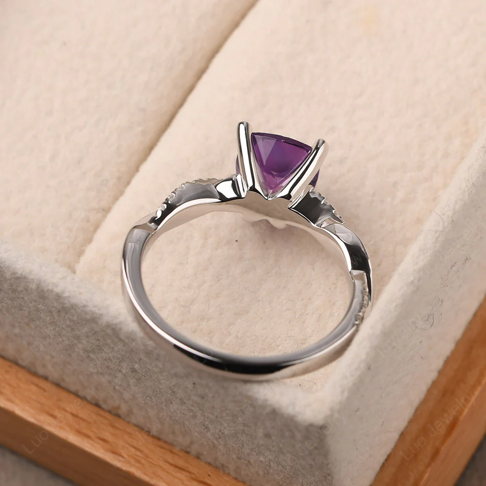 Amethyst Twist Cushion Cut Engagement Ring - Image 3