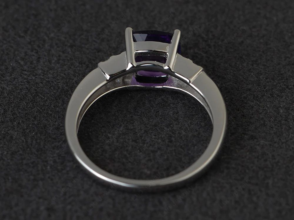 Simple Cushion Amethyst Ring - Image 3
