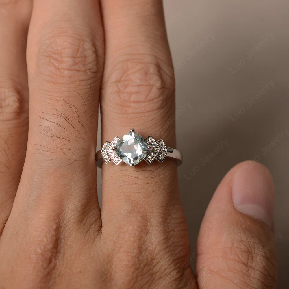 Cushion Cut Aquamarine Ring Kite Set - Image 2