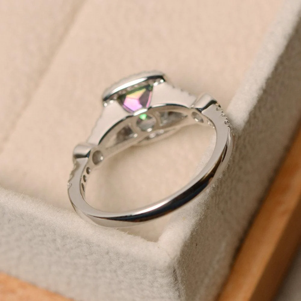 Cushion Mystic Topaz Art Deco Halo Ring - Image 3